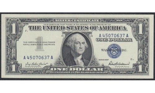 США 1 доллар 1957 года, серебряный сертификат (UNITED STATES OF AMERICA 1 Dollar 1957, Silver Certificate) P 419: aUNC