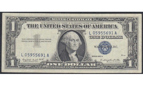 США 1 доллар 1957A года, серебряный сертификат (UNITED STATES OF AMERICA 1 Dollar 1957A, Silver Certificate) P 419: VF/XF