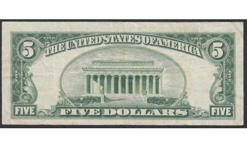 США 5 долларов 1928F года (UNITED STATES OF AMERICA 5  Dollars 1928F) P 379f: VF+++