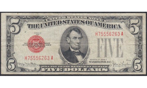 США 5 долларов 1928F года (UNITED STATES OF AMERICA 5  Dollars 1928F) P 379f: VF