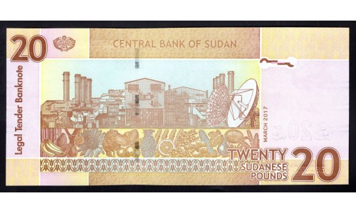 Судан 20 фунтов 2017 г. (SUDAN 20 pounds 2017) Р 74d: UNC 