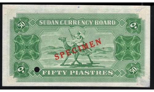 Судан 50 пиастров, ОБРАЗЕЦ (1956) (SUDAN 50 piastres (1956) SPECIMEN) P 2B: UNC-