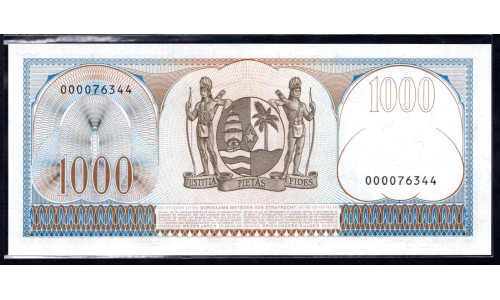 Суринам 1000 гульден 1963 г. (SURINAME 1000 Gulden 1963) Р124:Unc