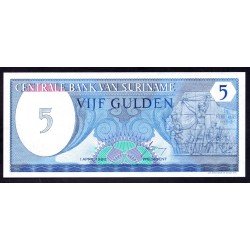 Суринам 5 гульден 1982 г. (SURINAME 5 Gulden 1982) Р125:Unc