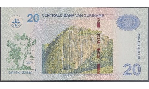 Суринам 20 долларов 2019 г. (SURINAME 20 Dollars 2019) P164c: UNC