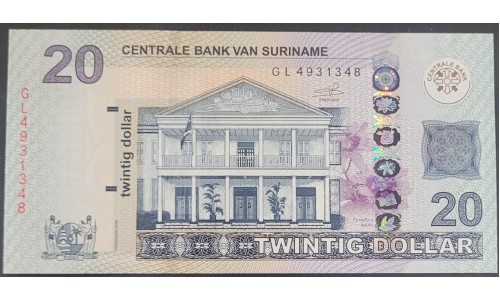 Суринам 20 долларов 2019 г. (SURINAME 20 Dollars 2019) P164c: UNC