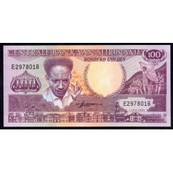 Суринам 100 гульден 1986 г. (SURINAME 100 Gulden 1986) Р133а:Unc