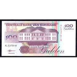 Суринам 100 гульден 1998 г. (SURINAME 100 Gulden 1998) P1 39b: UNC