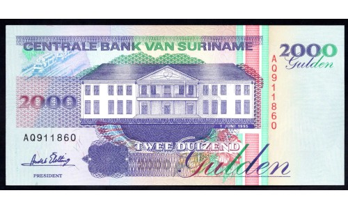Суринам 2000 гульден 1995 г. (SURINAME 2000 Gulden 1995) P142:Unc