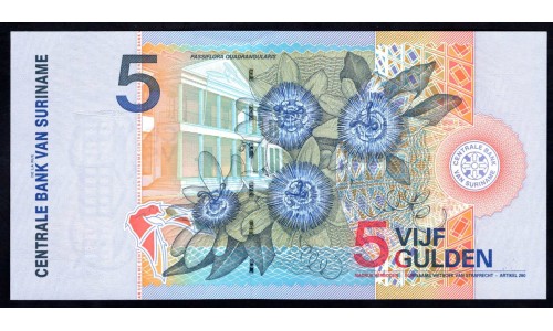 Суринам 5 гульден 2000 г. (SURINAME 5 Gulden 2000) P146:Unc