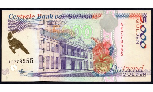 Суринам 5000 гульден 1999 года (SURINAME 5000 Gulden 1999) P 143b: UNC