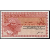 Суринам 2 1/2 гульдена  02.01.1961 года, серия замещения ZZ 084764 (SURINAME 2½ Gulden  02.01.1961) P117a: UNC