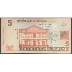 Суринам 5 долларов 2010 г. (SURINAME 5 Dollars 2010) P162а:Unc