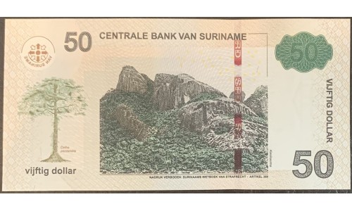 Суринам 50 долларов 2010 г. (SURINAME 50 Dollars 2010) P165a:Unc