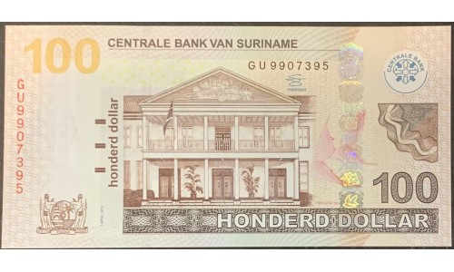 Суринам 100 долларов 2012 г. (SURINAME 100 Dollars 2012) P166b:Unc