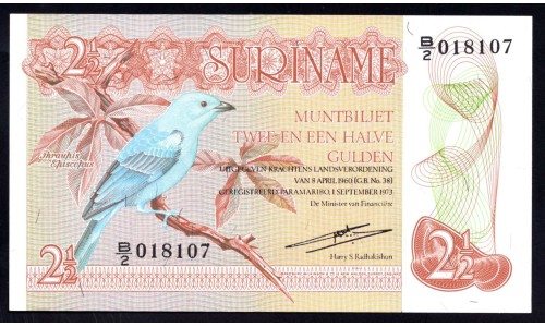 Суринам 2 1/2 гульдена 1973 г. (SURINAME 2½ Gulden 1973) P118а:Unc