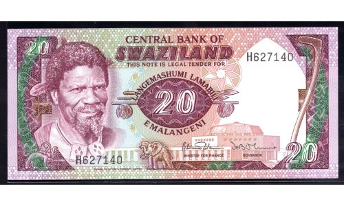 Свазиленд 20 эмалангени ND (1985) (SWAZILAND 20 emalangeni ND (1985)) P 11b: UNC