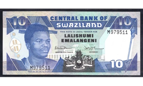 Свазиленд 10 эмалангени ND (1990) (SWAZILAND 10 emalangeni ND (1990)) P 20а: UNC