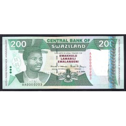 Свазиленд 200 эмалангени 1998 года, Низкий Номер (SWAZILAND 200 emalangeni 1998) P 28а: UNC