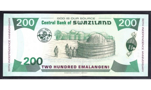 Свазиленд 200 эмалангени 1998 года, Низкий Номер (SWAZILAND 200 emalangeni 1998) P 28а: UNC