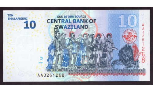 Свазиленд 10 эмалангени 2010 г. (SWAZILAND 10 emalangeni 2010) P 36а: UNC