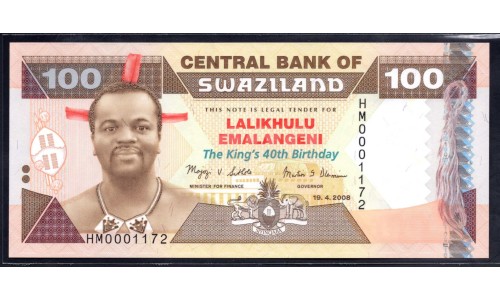 Свазиленд 100 эмалангени 2008 г. (SWAZILAND 100 emalangeni 2008) P 34: UNC