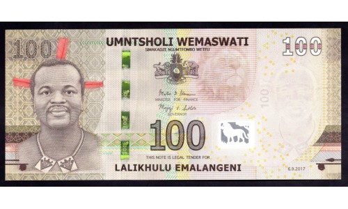 Свазиленд 100 эмалангени 2017 г. (SWAZILAND 100 emalangeni 2017) P 42: UNC