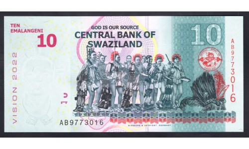 Свазиленд 10 эмалангени 2015 г. (SWAZILAND 10 emalangeni 2015) P 41: UNC