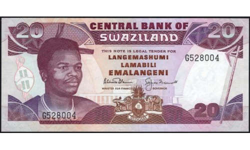 Свазиленд 20 эмалангени 1990-1992 (SWAZILAND 20 emalangeni 1990-1992) P 21b: UNC