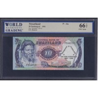 Свазиленд 10 эмалангени 1981 год, Юбилейные, 70 летие Короля, РЕДКИЕ!!! (SWAZILAND 10 emalangeni 1981) P 6a: WBG 66 UNC Gem TOP
