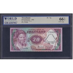 Свазиленд 20 эмалангени 1981 год, Юбилейные, 70 летие Короля, РЕДКИЕ!!! (SWAZILAND 20 emalangeni 1981) P 6a: WBG 66 UNC Gem TOP