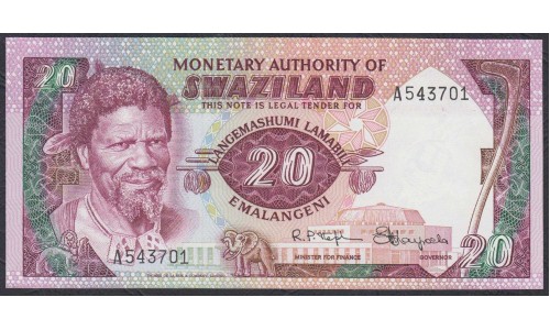 Свазиленд 20 эмалангени 1974 год, РЕДКОСТЬ! (SWAZILAND 20 emalangeni 1974) P 5: UNC