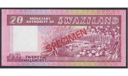 Свазиленд 1, 2, 5, 10, 20 эмалангени 1974 года, SPECIMEN (SWAZILAND 2 emalangeni 1974) P CS1: UNC
