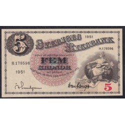 Швеция 5 крон 1951 (Sweden 5 kronor 1951) P 33ah(3): UNC