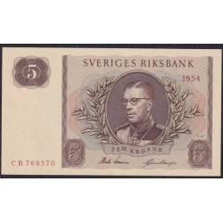 Швеция 5 крон 1954 года, CB 763370 (Sweden 5 kronor 1954) P 42a: UNC