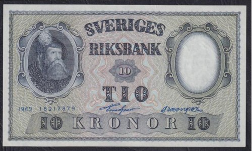 Швеция 10 крон 1962 (Sweden 10 kronor 1962) P 43i(2) : UNC