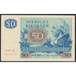 Швеция 50 крон 1976 (Sweden 50 kronor 1976) P 53b: UNC