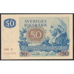 Швеция 50 крон 1981 (Sweden 50 kronor 1981) P 53с: UNC
