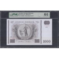 Швеция 1000 крон 1971 (Sweden 1000 kronor 1971) P 46e: Choice UNC PMG 64 EPQ