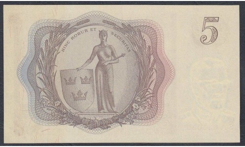 Швеция 5 крон 1961 (Sweden 5 kronor 1961) P 42f: UNC