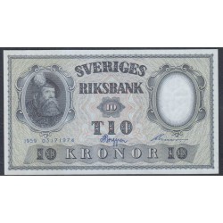 Швеция 10 крон 1959 (Sweden 10 kronor 1959) P 43g: UNC