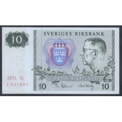 Швеция 10 крон 1971 года (Sweden 10 kronor 1971) P 52с: UNC