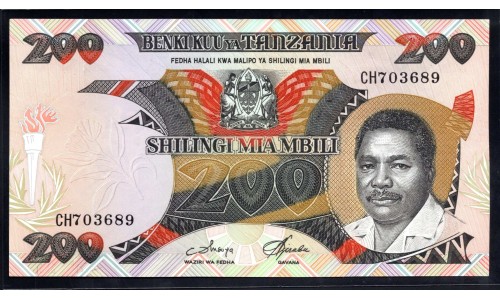 Танзания 200 шиллингов 1986 года (TANZANIA  200 shillings 1986) P18а: UNC