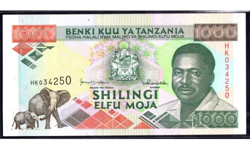 Танзания 1000 шиллингов 1993 года (TANZANIA  1000 shillings 1993) P27а: UNC