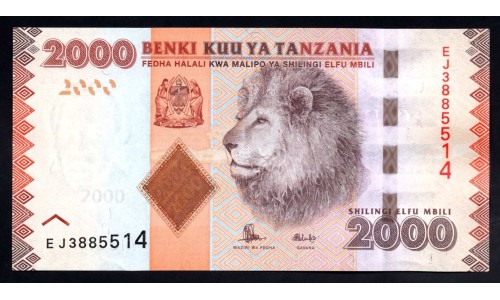 Танзания 2000 шиллингов  2010 - 2020 года (TANZANIA  2000 shillings  2010 - 2020) P42b: UNC