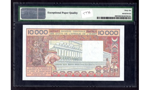 Того 10000 франков 1977 - 92 года (TOGO 10000 francs 1977 - 92) P 809Ti: UNC PMG 66 greid slab