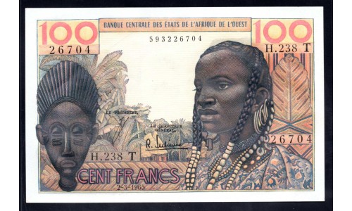 Того 100 франков 1959 - 61 года (TOGO 100 francs 1959 - 61) P801е: UNC