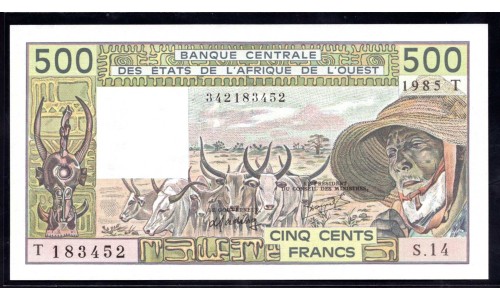 Того 500 франков 1985 года (TOGO 500 francs  1985) P 806Th: UNC