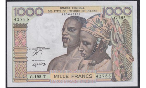 Того 1000 франков 1959 - 65 года, G.195 T 42786 (TOGO 1000 francs 1959 - 65) P803Tm: UNC