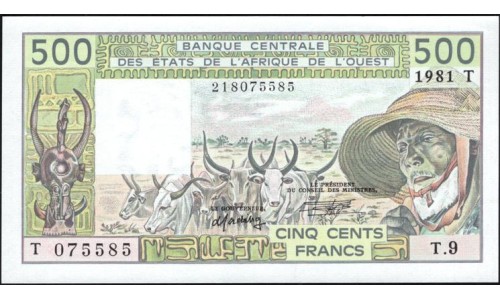 Того 500 франков 1981 (TOGO 500 francs 1981) P 806Tc : UNC